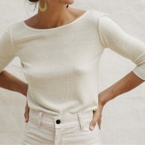 OZMA Cream V-Neck Top